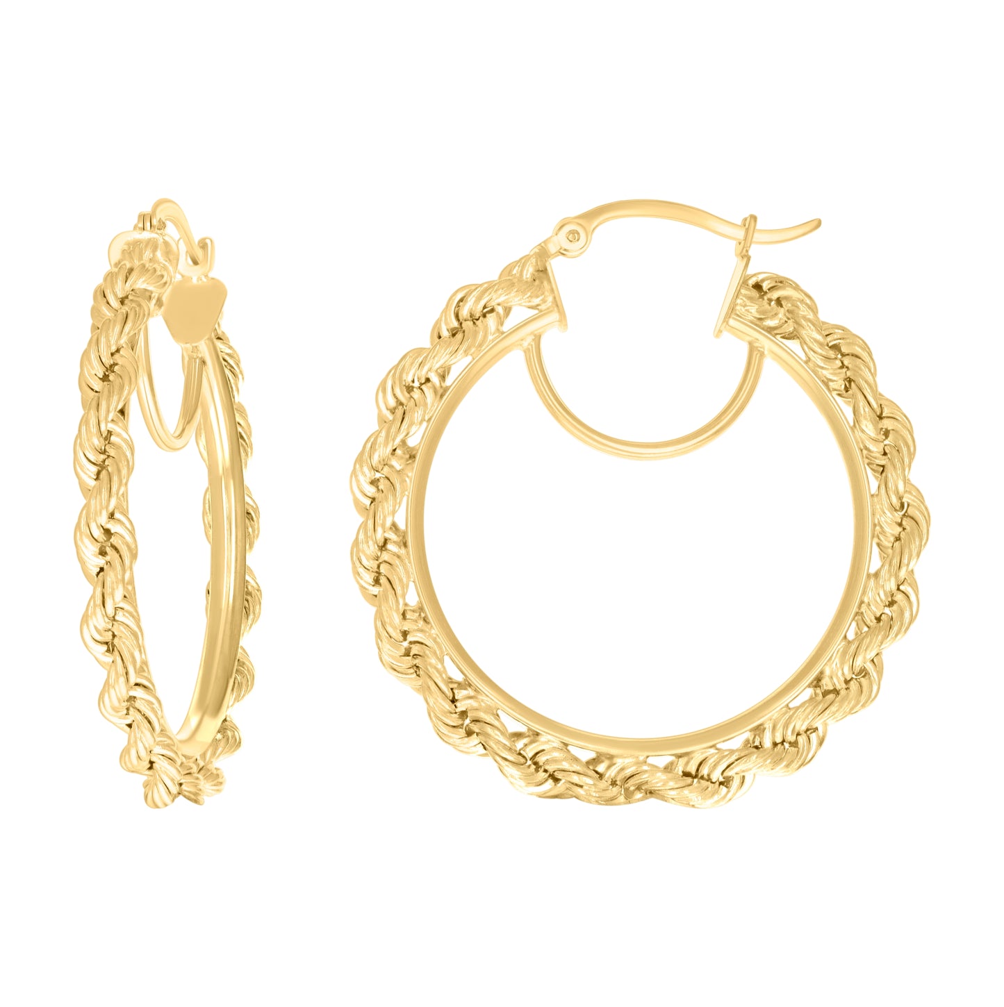 10K Yellow Gold Womens Fancy Twisted Rope Hoop Earrings