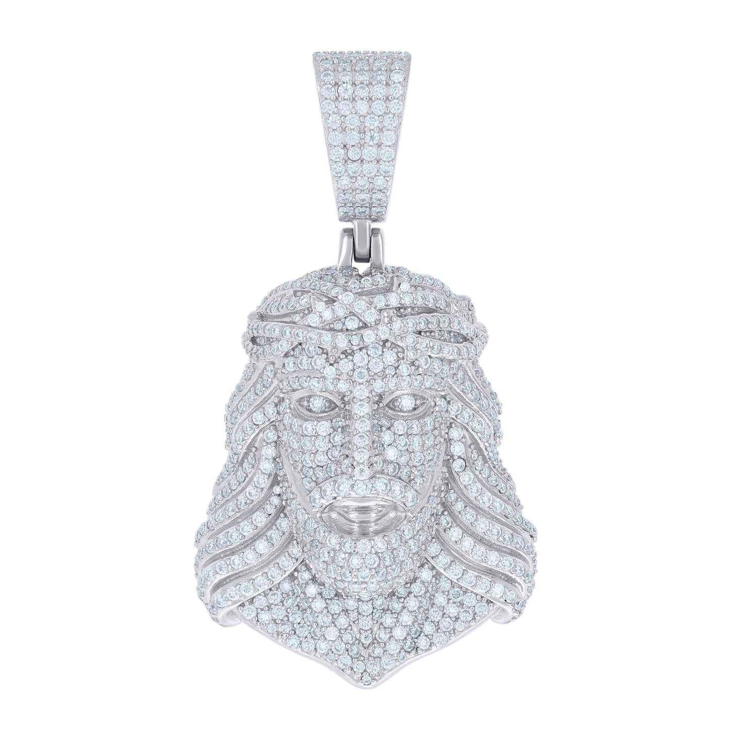 Sterling Silver Mens 8.38 Cttw Moissanite Jesus Religious Pendant
