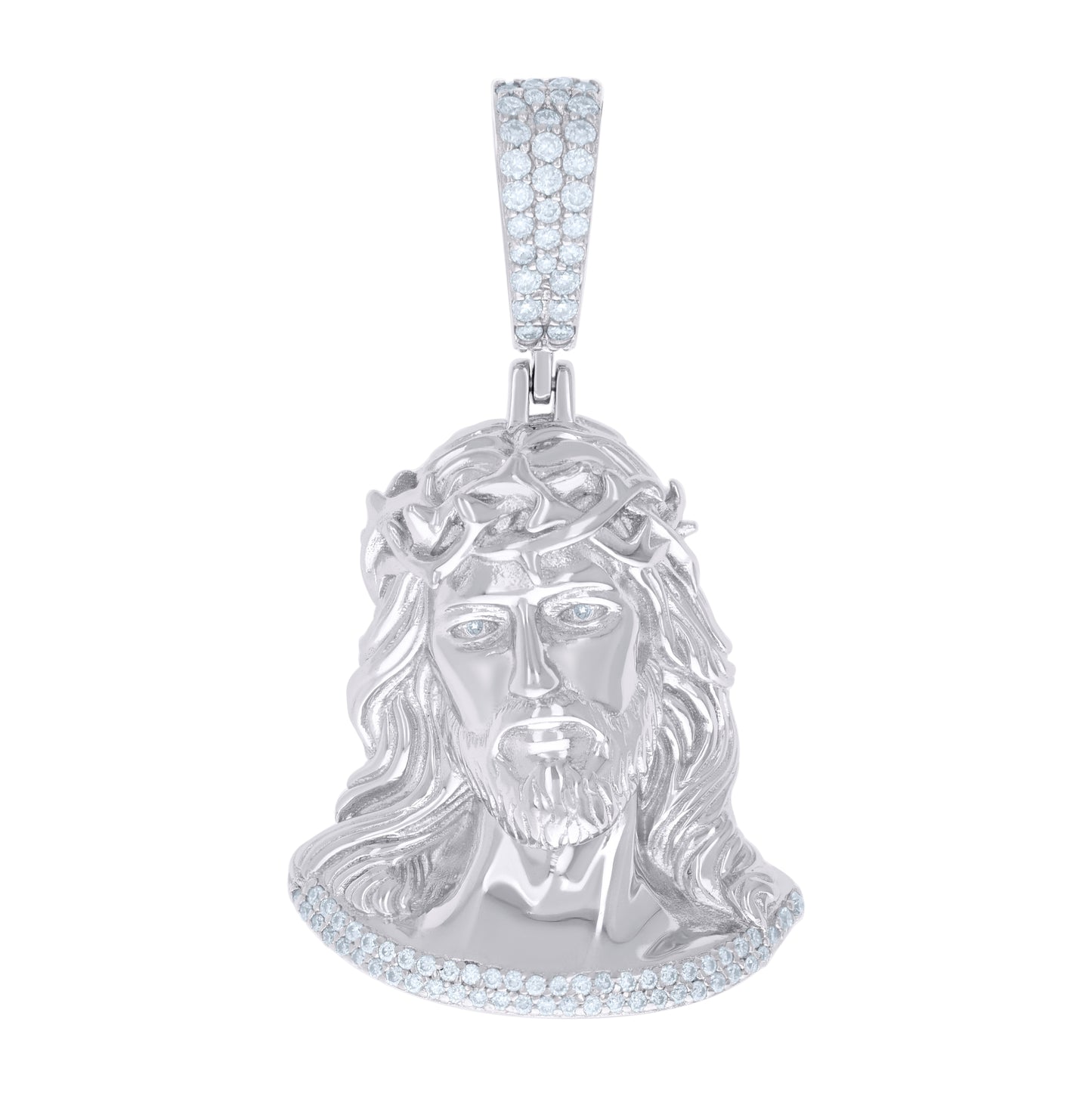 Sterling Silver Mens 0.67 Cttw Moissanite Jesus Religious Pendant