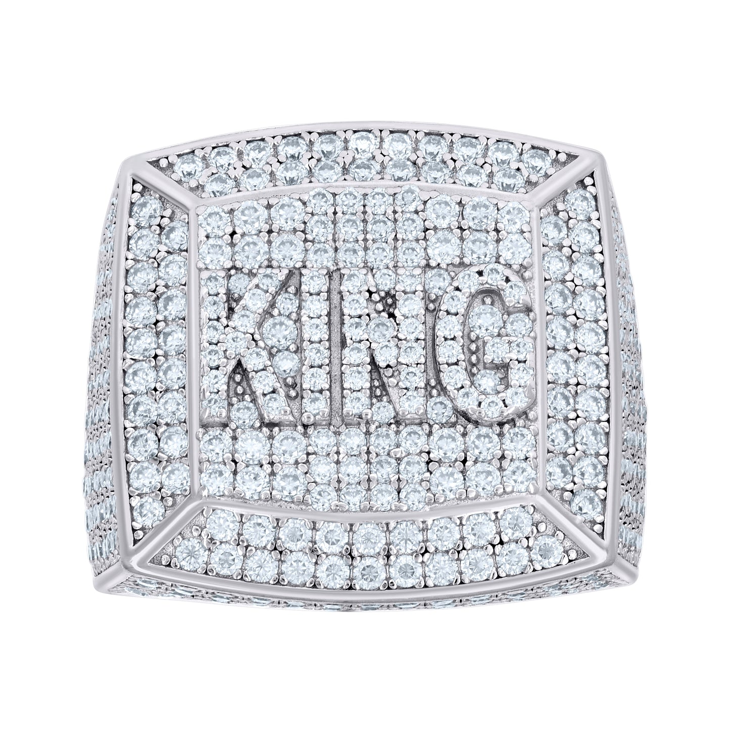 Sterling Silver Mens 5.08 Cttw Moissanite KING Square Head Fashion Ring Size 10