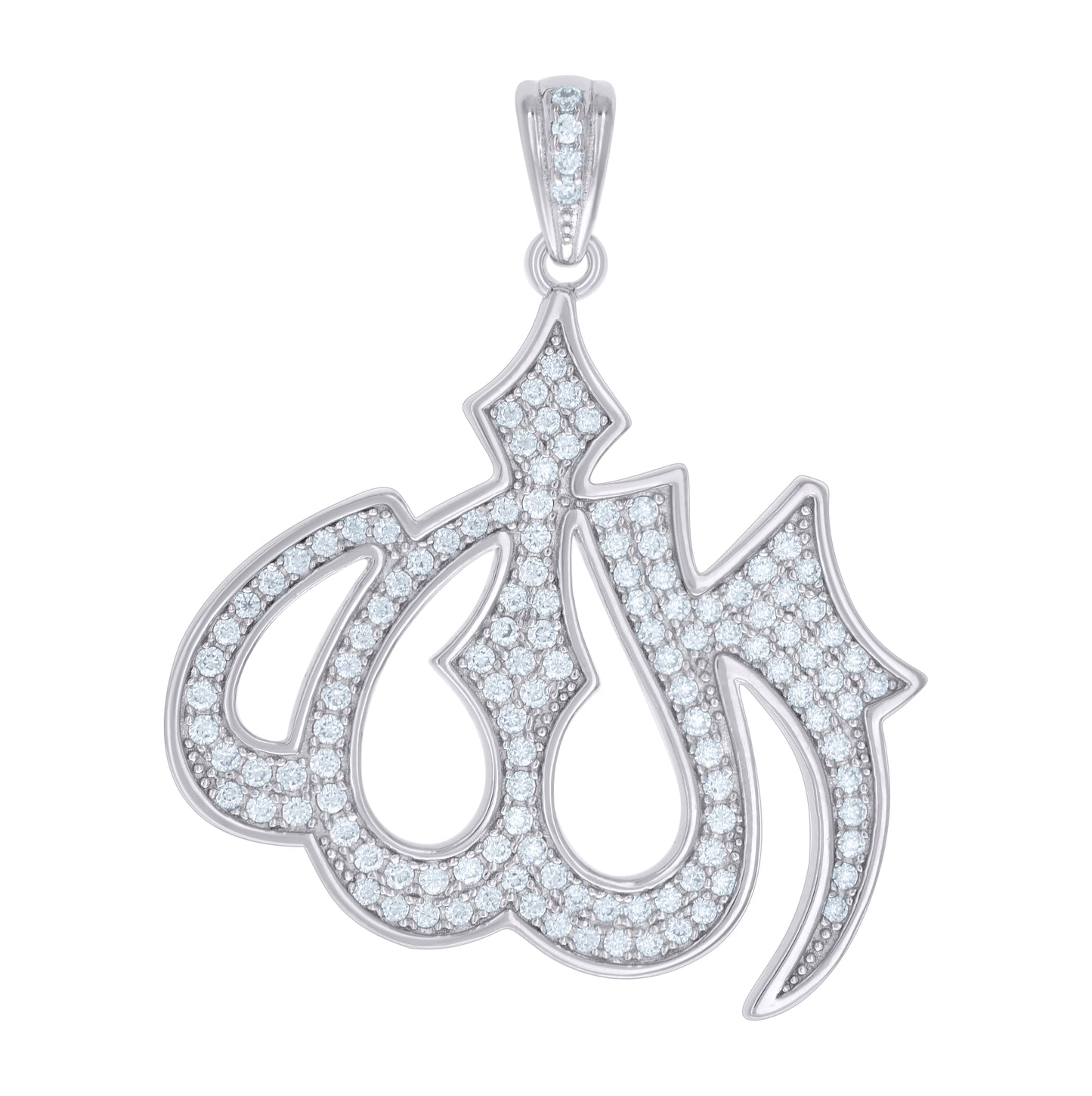 Sterling Silver Mens 0.96 Cttw Moissanite ALLAH Symbol Religious Charm Pendant