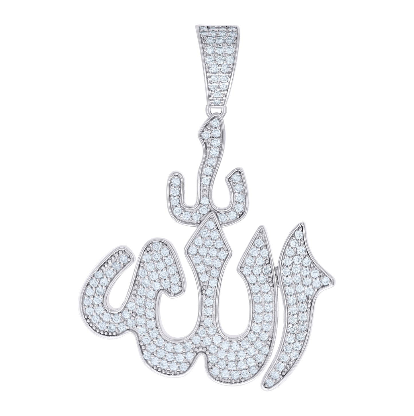 Sterling Silver Mens 1.32 Cttw Moissanite ALLAH Religious Symbol Pendant