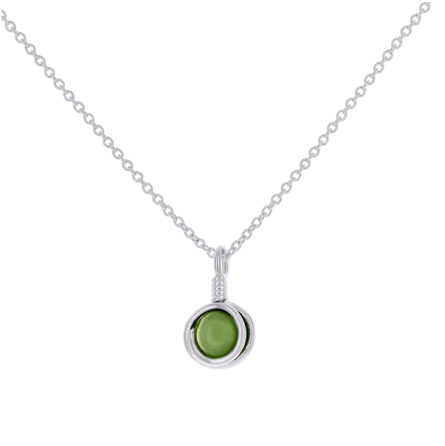 Sterling Silver Women Natural Cat Eye Fashion Charm Necklace Size 16 + 2 Inches