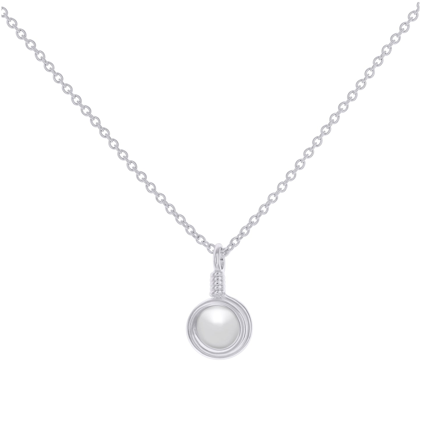 Sterling Silver Women Natural White Agate Fashion Charm Necklace Size 16 + 2 Inches