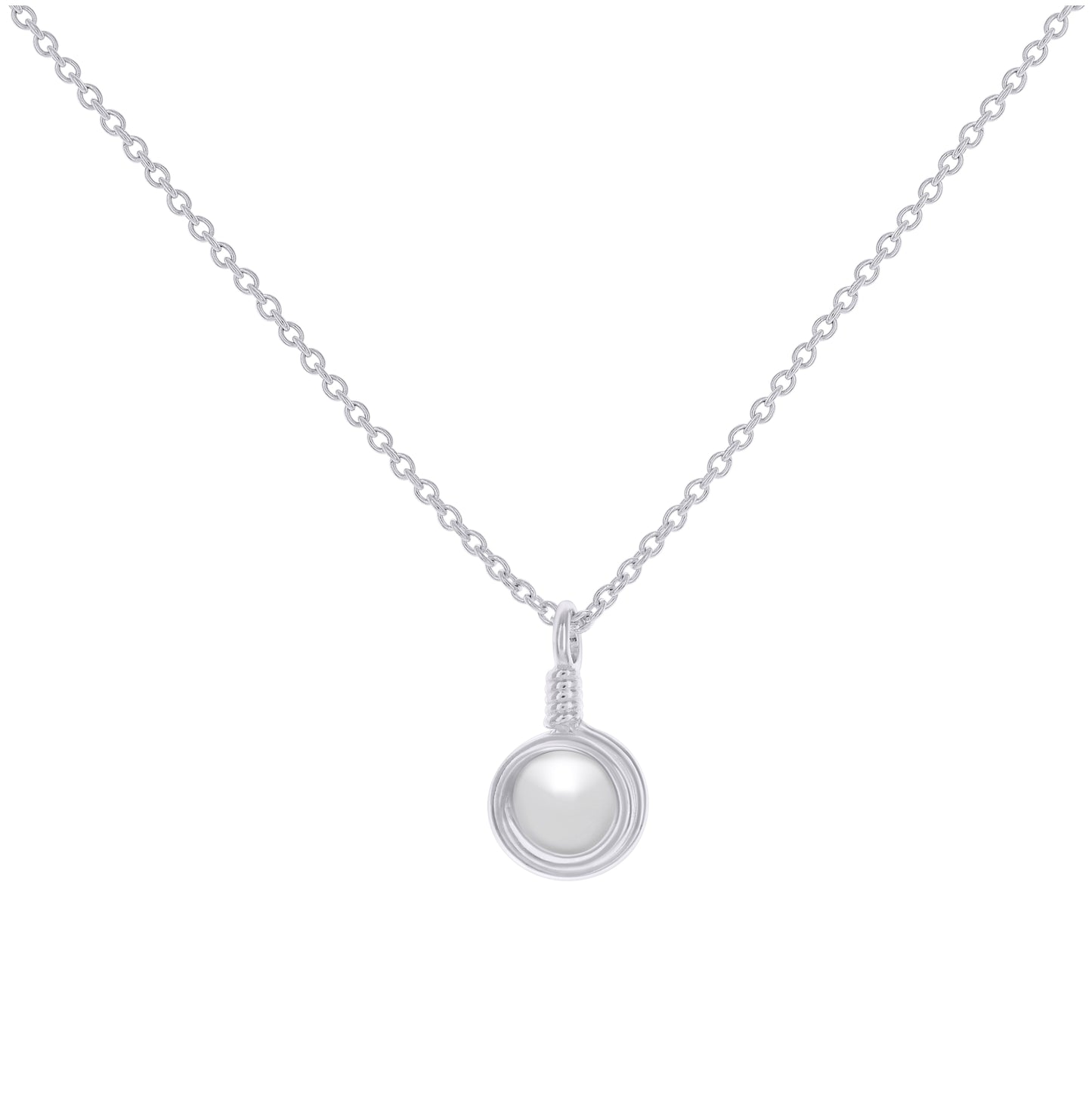 Sterling Silver Women Natural White Agate Fashion Charm Necklace Size 16 + 2 Inches