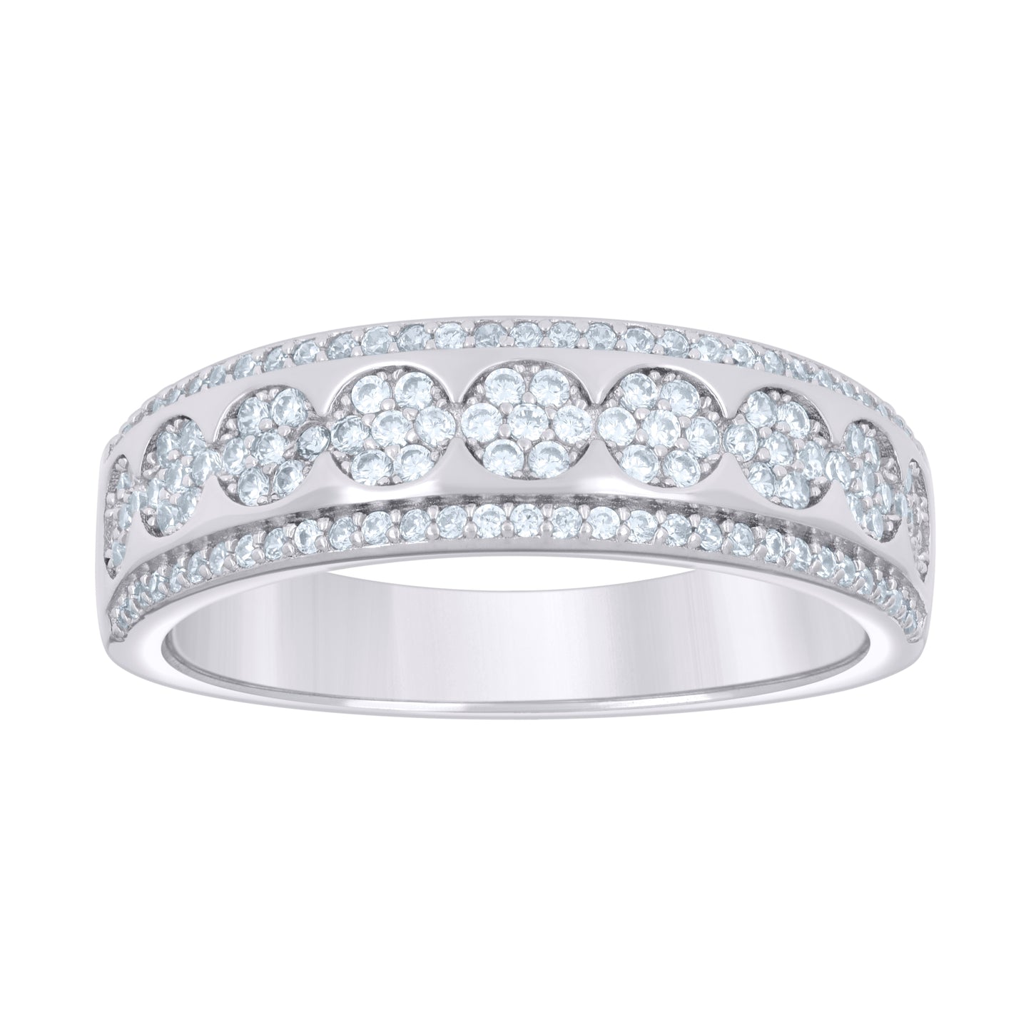Sterling Silver Womens 0.81ct Moissanite Fashion Bridal Anniversary Engagement Wedding Band Ring