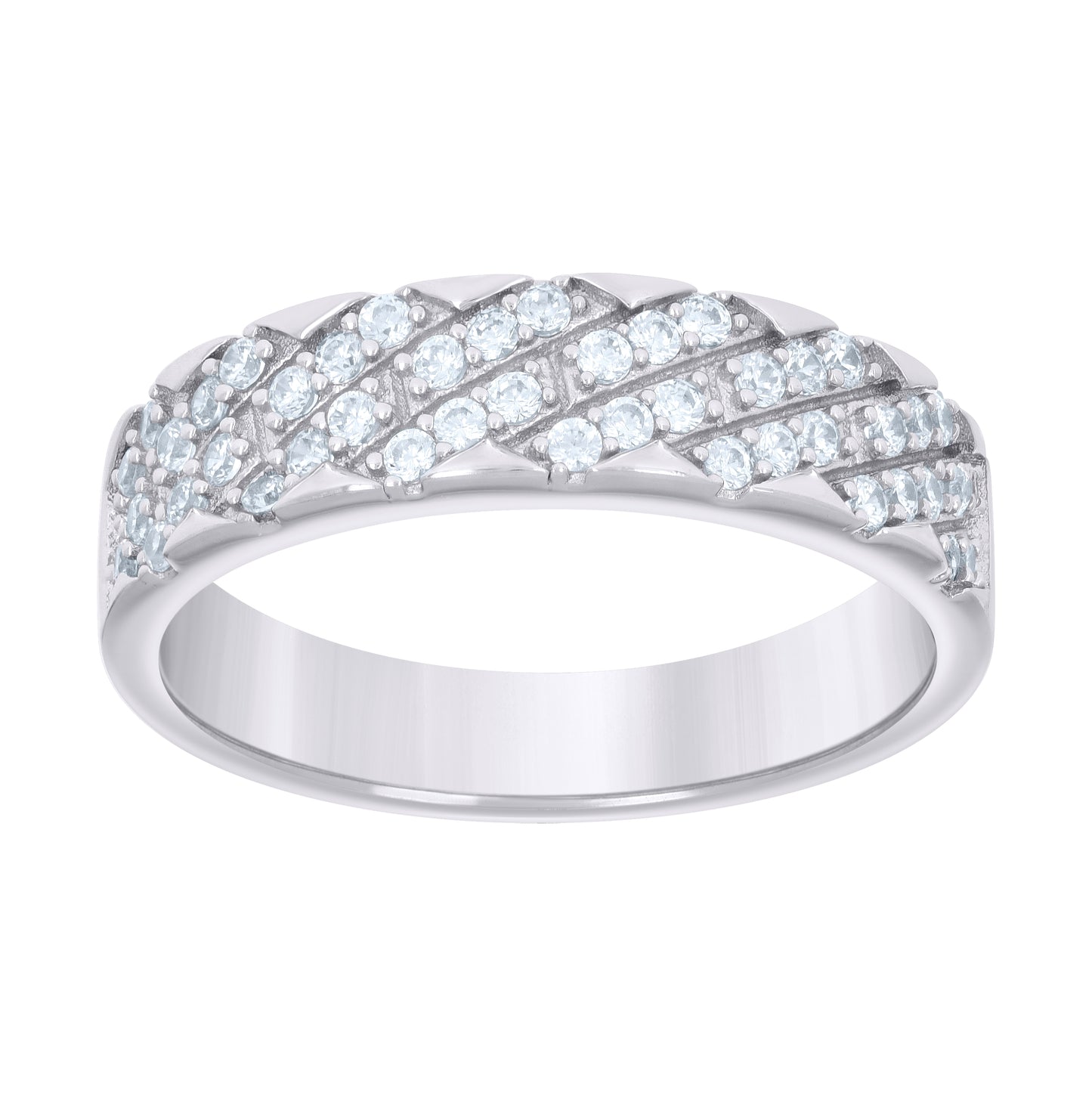 Sterling Silver Womens 0.55ct Moissanite Fashion Bridal Anniversary Engagement Wedding Band Ring