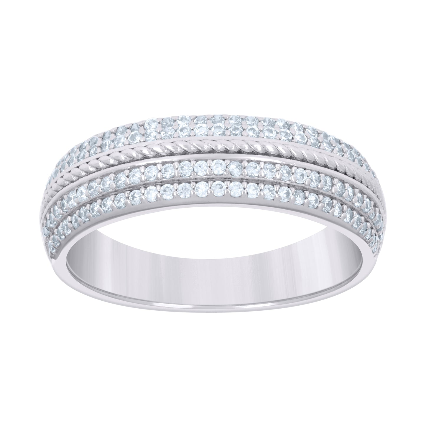 Sterling Silver Womens 0.59ct Moissanite Fashion Bridal Anniversary Engagement Wedding Band Ring