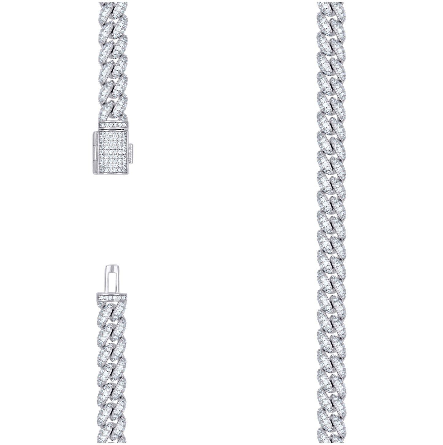 Sterling Silver Cubic-Zirconia Cuban Chain Necklace 8mm