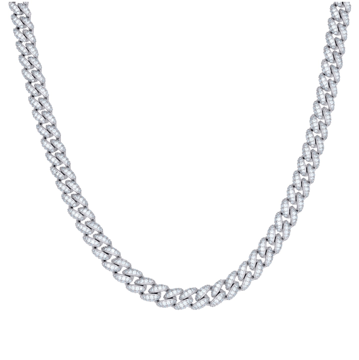 Sterling Silver Cubic-Zirconia Cuban Chain Necklace 8mm