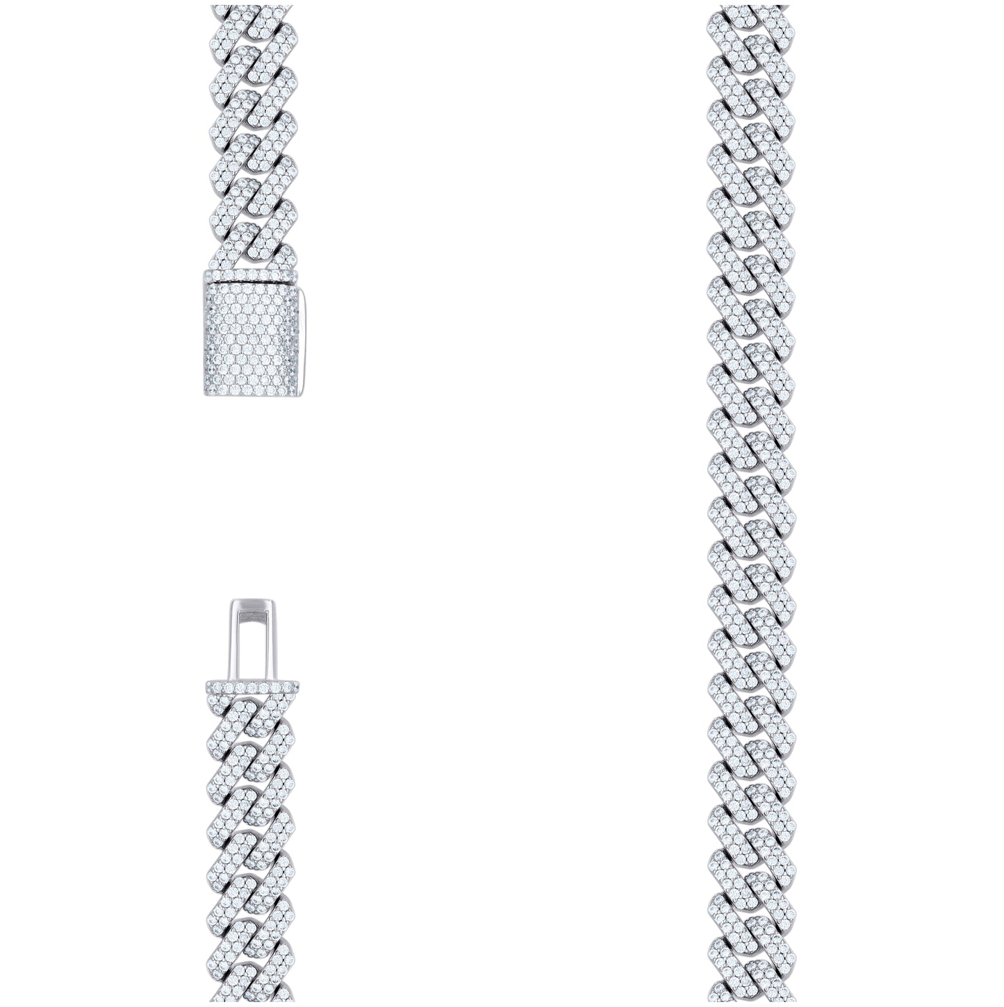 Sterling Silver Cubic-Zirconia Cuban Chain Necklace 10mm