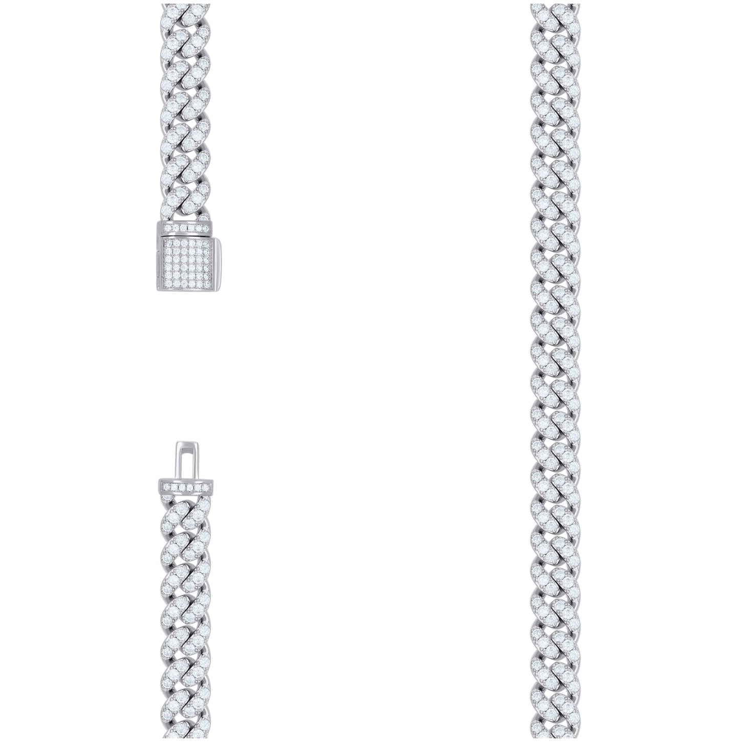 Sterling Silver Cubic-Zirconia Cuban Chain Necklace 8mm