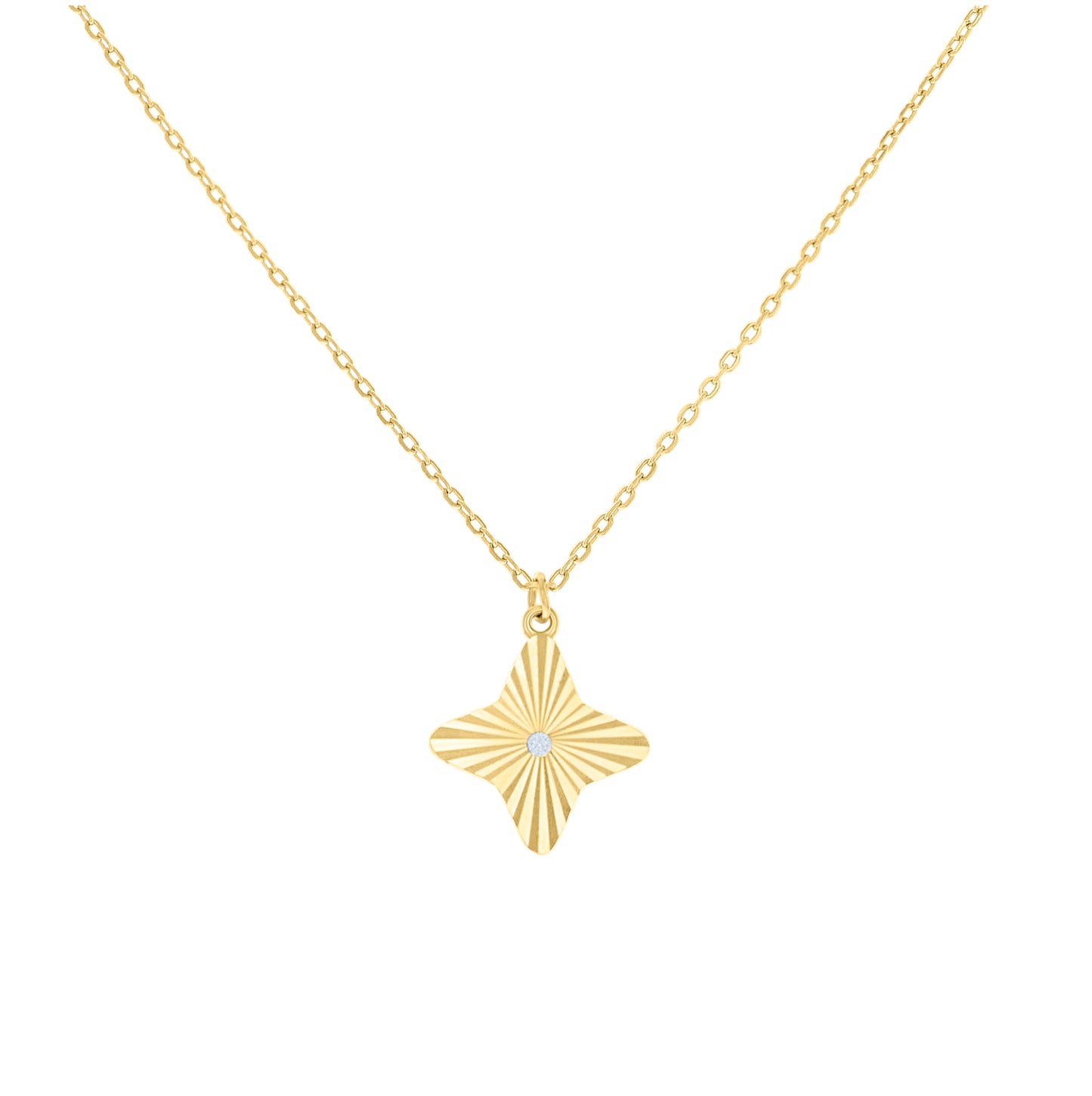Sterling Silver Or Yellow-Tone Womens Cubic-Zirconia Star Charm Necklace Size 16 + 2 Inches