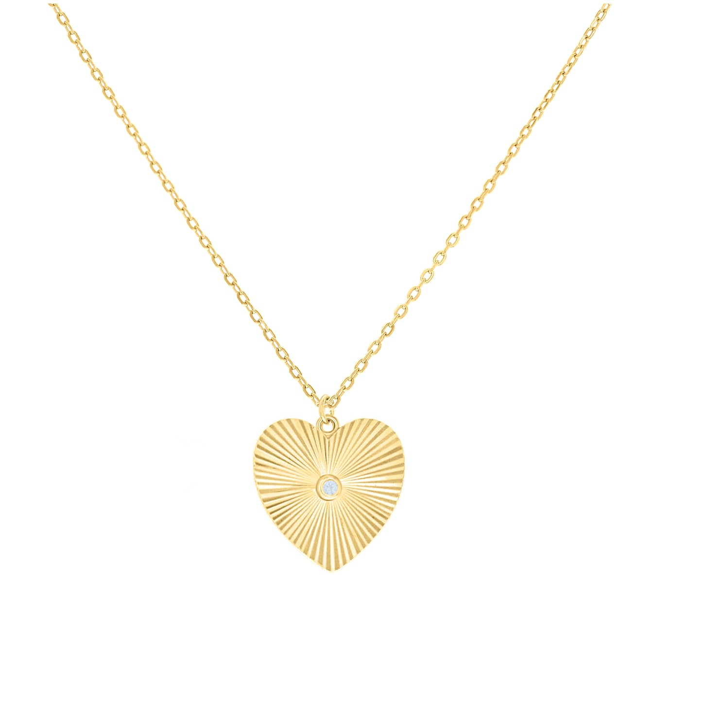 Sterling Silver Or Yellow-Tone Womens Cubic-Zirconia Heart Charm Necklace Size 16 + 2 Inches