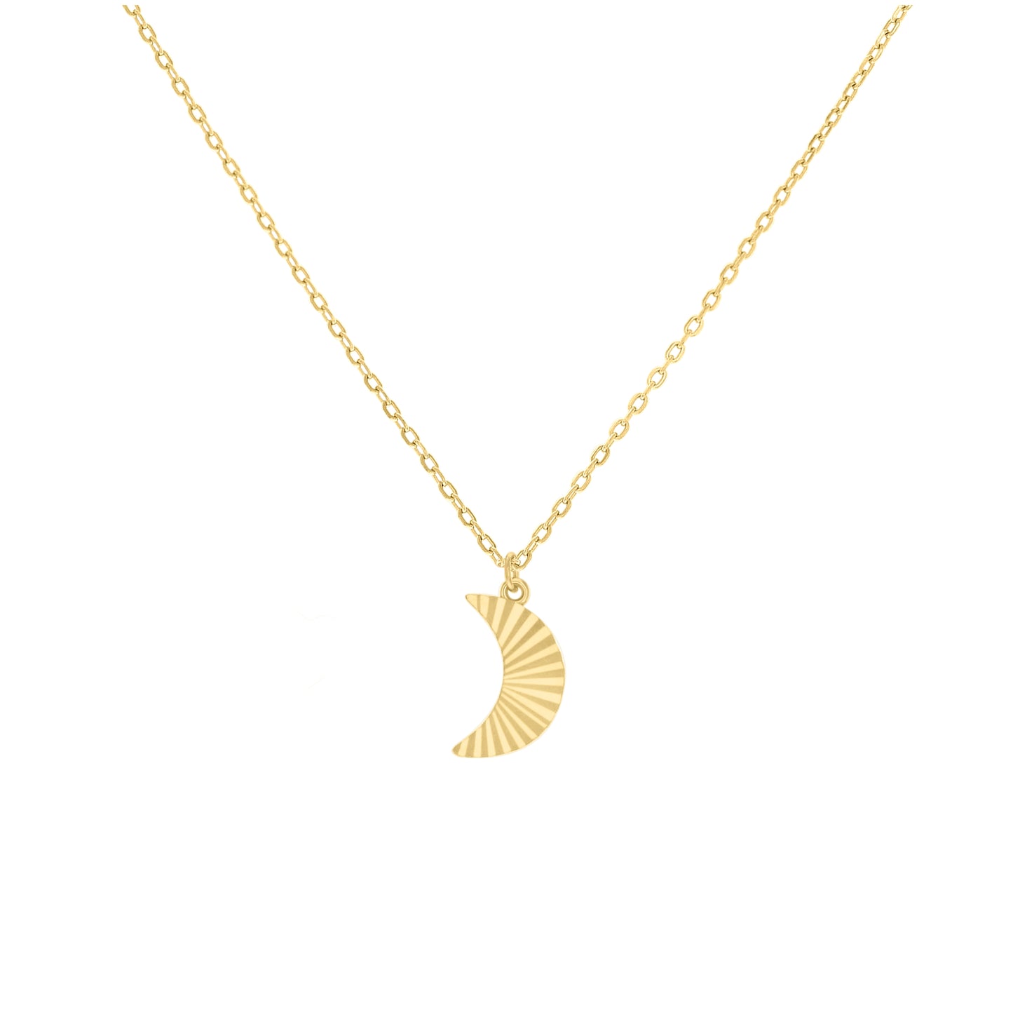 Sterling Silver Or Yellow-Tone Womens Moon Charm Necklace Size 16 + 2 Inches