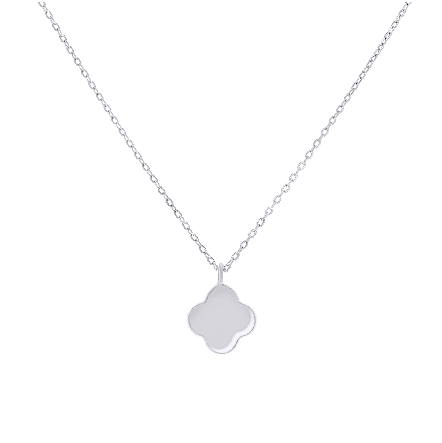 Sterling Silver Or Yellow-Tone Womens Clover Good Luck Charm Necklace Size 16 + 2 Inches