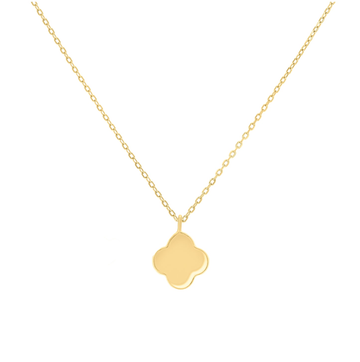 Sterling Silver Or Yellow-Tone Womens Clover Good Luck Charm Necklace Size 16 + 2 Inches