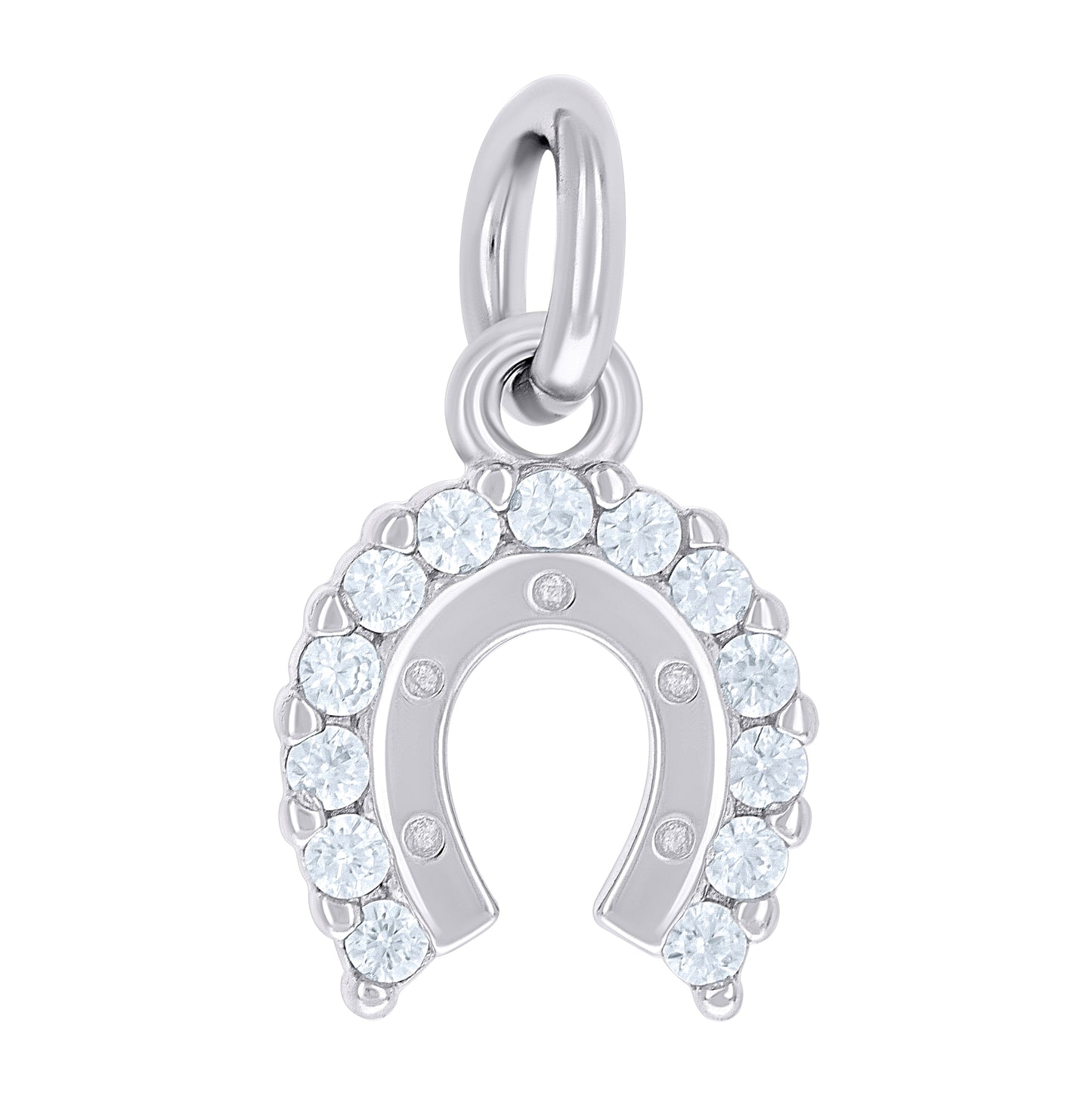 Sterling Silver Unisex Cubic-Zirconia Horseshoe Good Luck Pendant