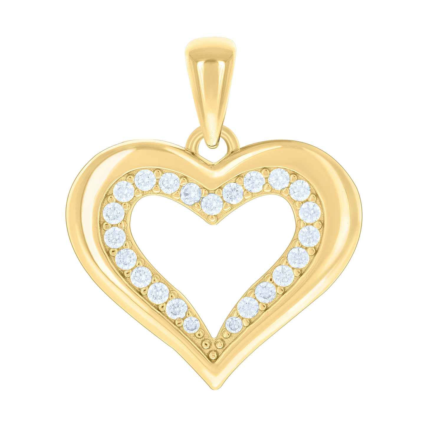Sterling Silver Womens Cubic-Zirconia Heart Pendant