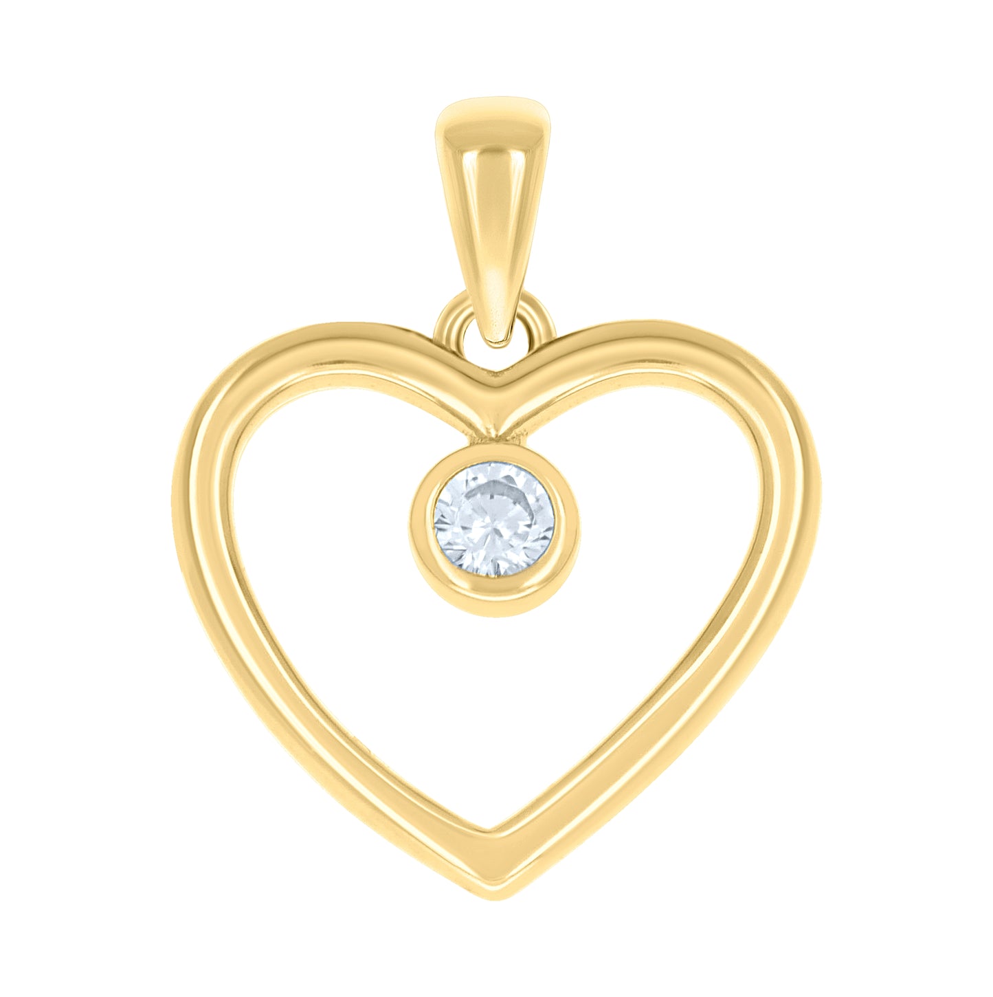 Sterling Silver Womens Cubic-Zirconia Heart Pendant