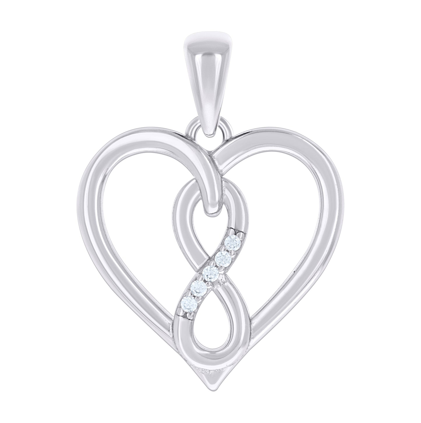 Sterling Silver Womens Cubic-Zirconia Infinity Heart Pendant