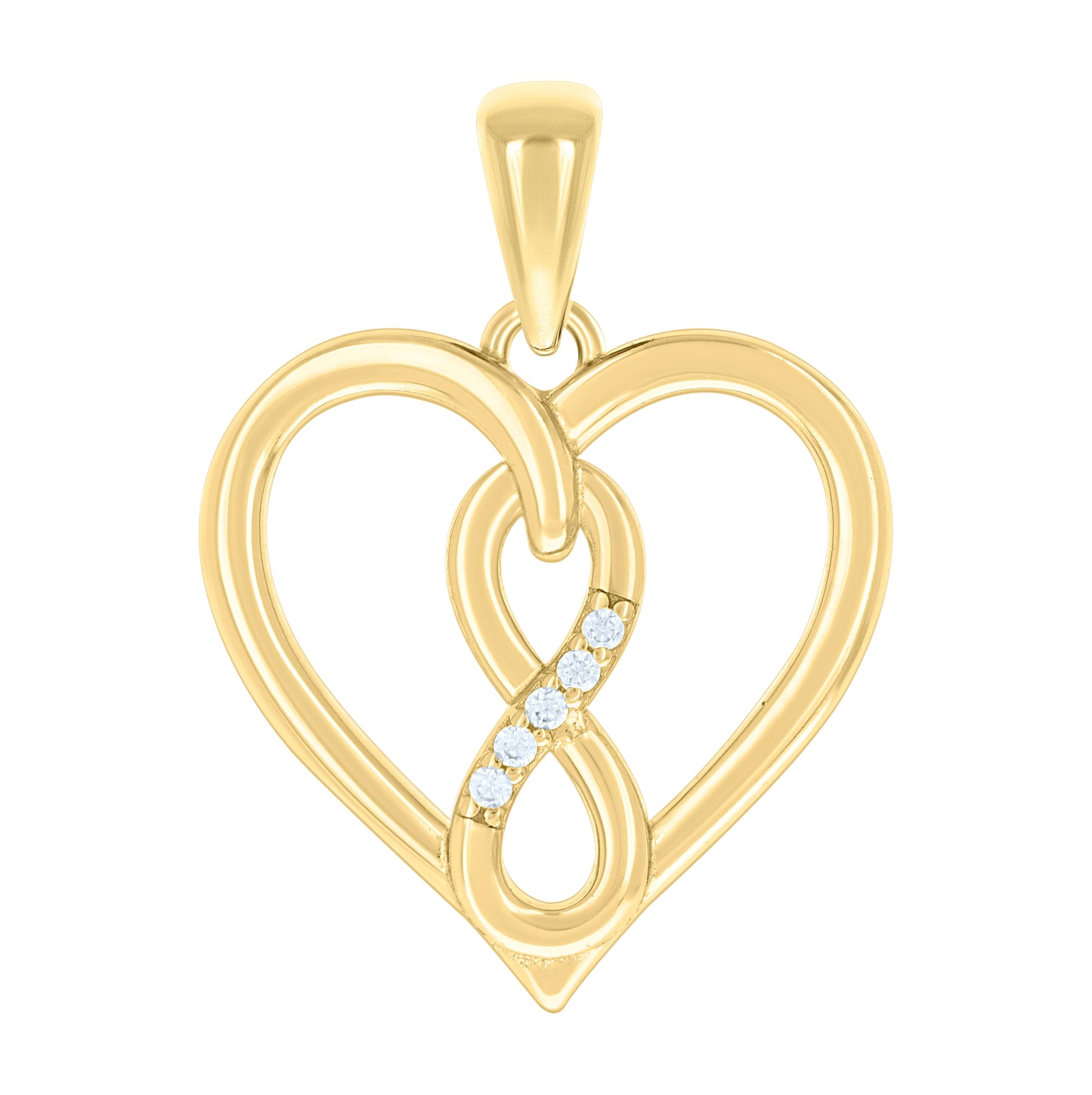 Sterling Silver Womens Cubic-Zirconia Infinity Heart Pendant