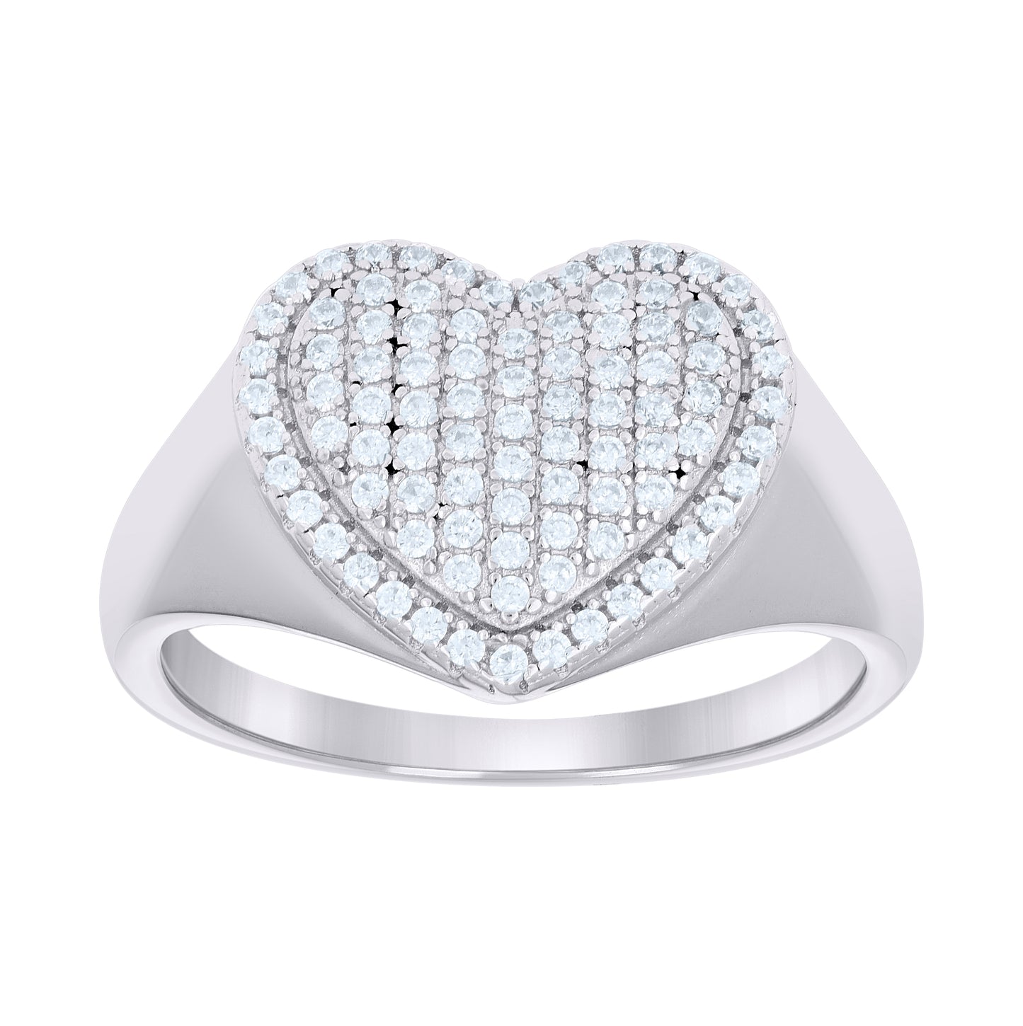 Sterling Silver Women's Cubic-Zirconia Heart Bridal Anniversary Wedding Engagement Band Ring