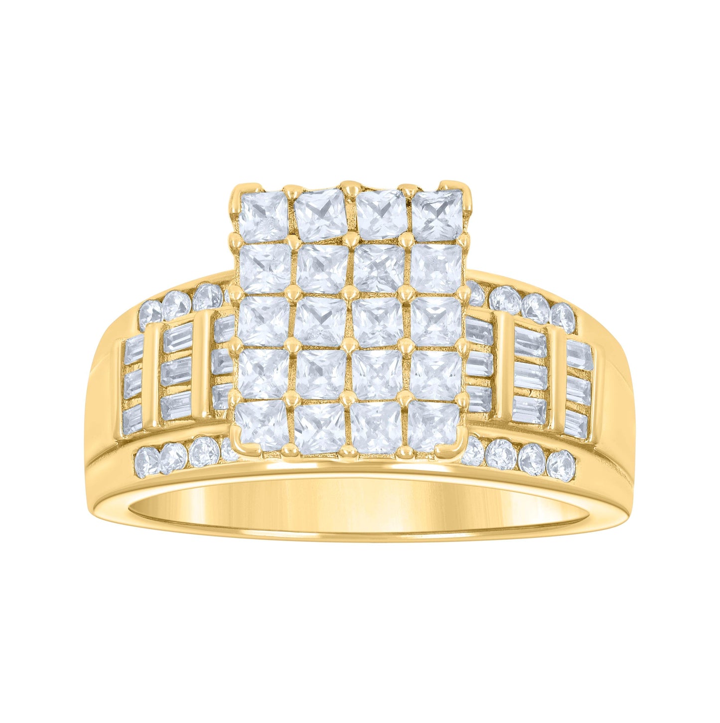 Sterling Silver Yellow-Tone Womens Cubic Zirconia Cinderella Bridal Anniversary Wedding Engagement Band Ring