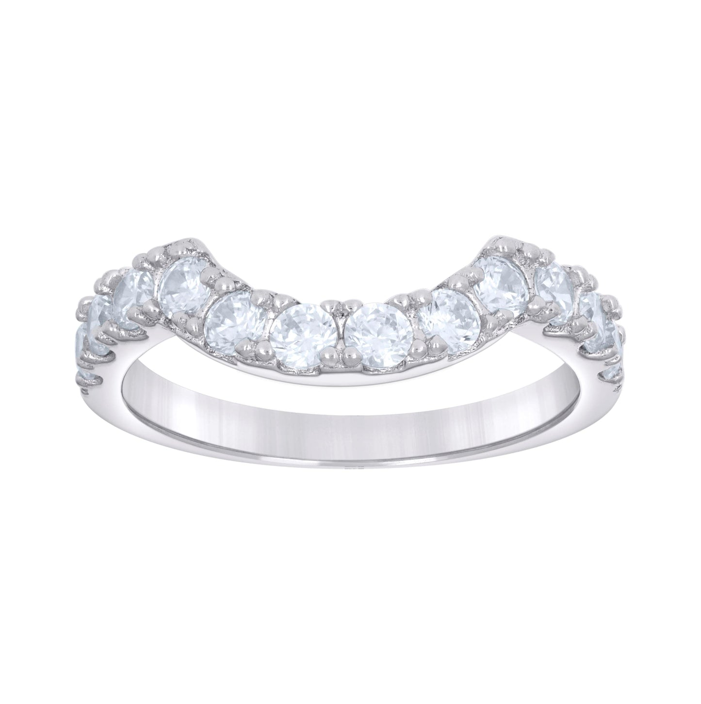 Sterling Silver Womens Cubic-Zirconia Flower Duo Bridal Anniversary Wedding Engagement Band Ring Set