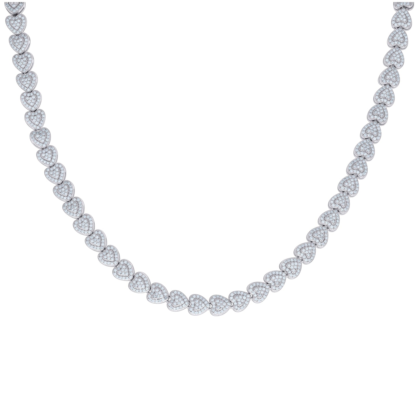 Sterling Silver Womens Moissanite Heart Chain Bracelet 7mm