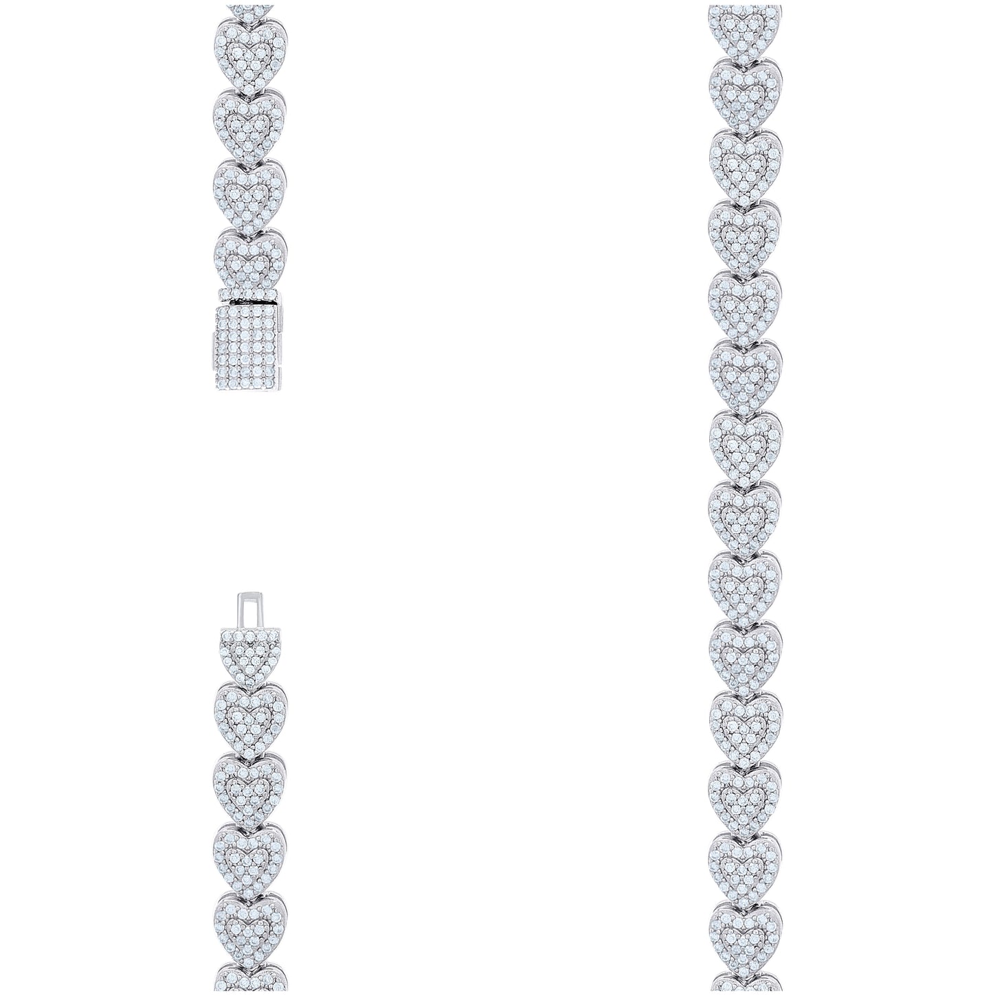Sterling Silver Womens Moissanite Heart Chain Bracelet 7mm