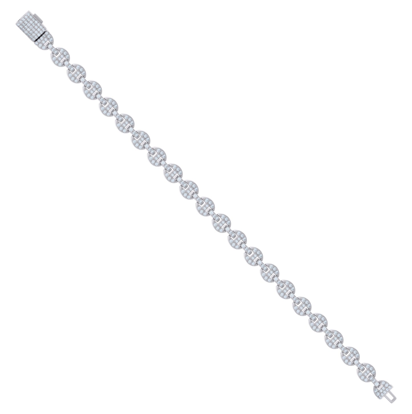 Sterling Silver 3.32 Cttw Moissanite Round Link Bracelet 7mm Size 8 Inches