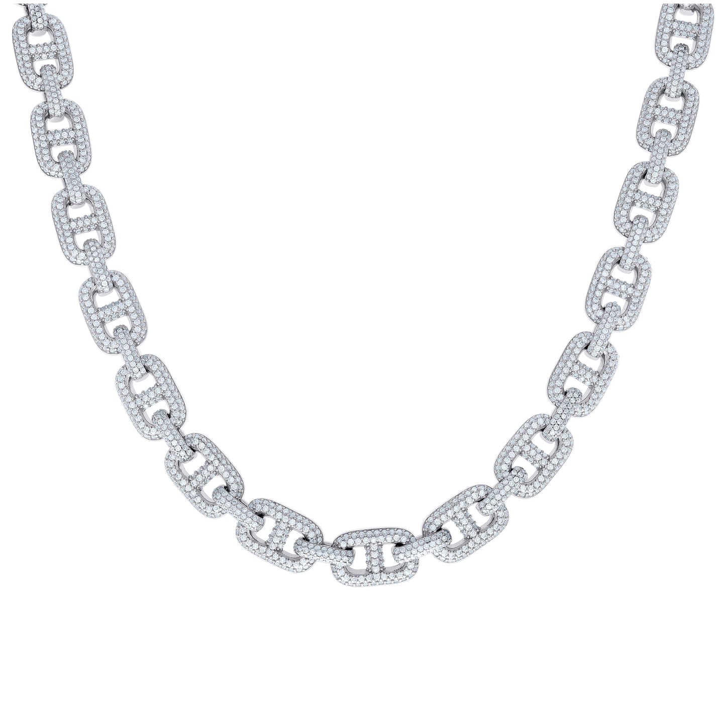 Sterling Silver Moissanite Mariner Link Chain Necklace 10mm