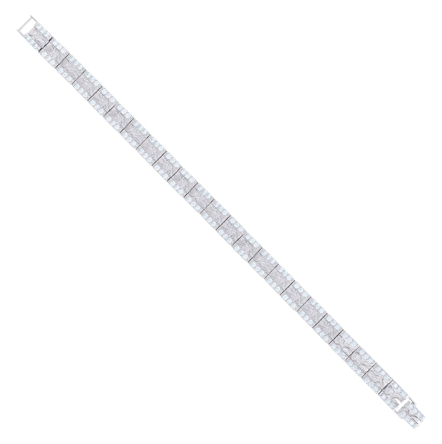 Sterling Silver Moissanite Square Link Nugget Bracelet