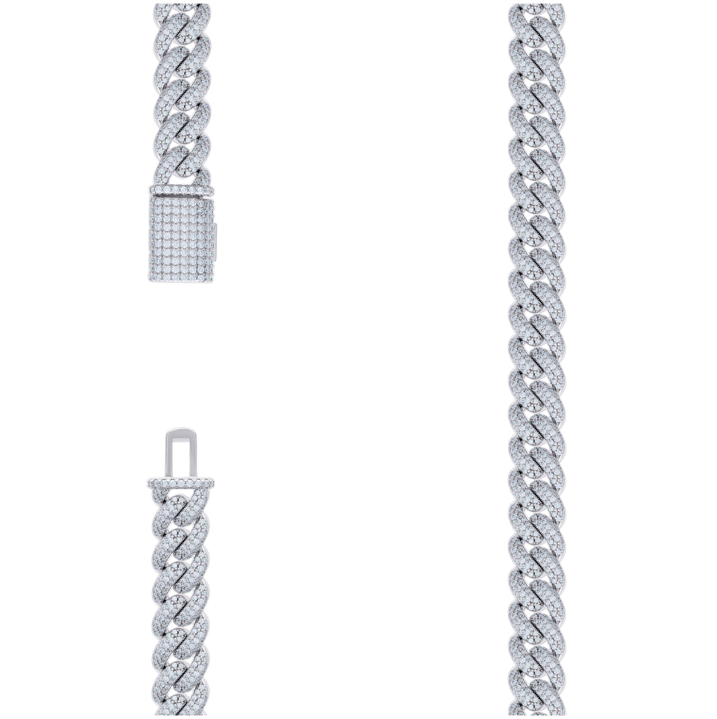 Sterling Silver 16.68 Cttw Moissanite Cuban Chain Necklace 10mm Size 22 Inches