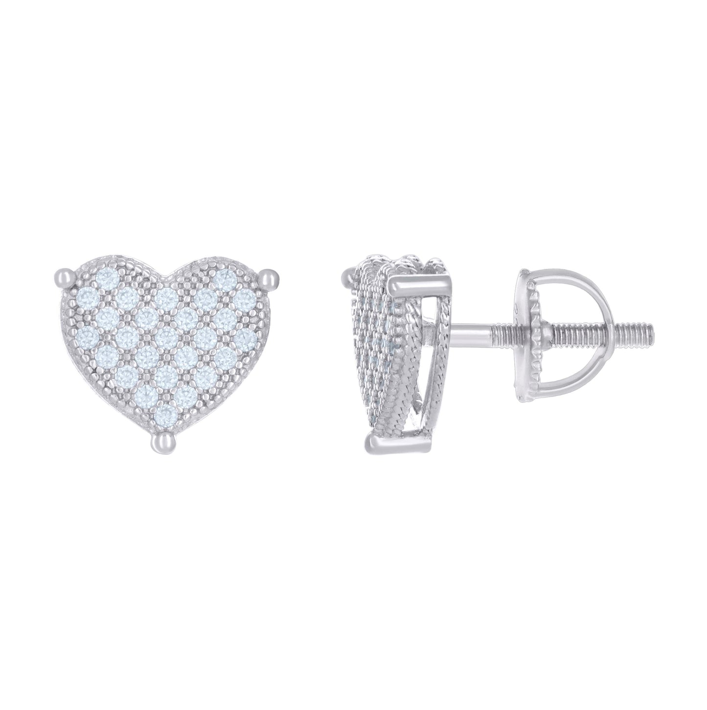Sterling Silver Womens Moissanite Heart Stud Earrings