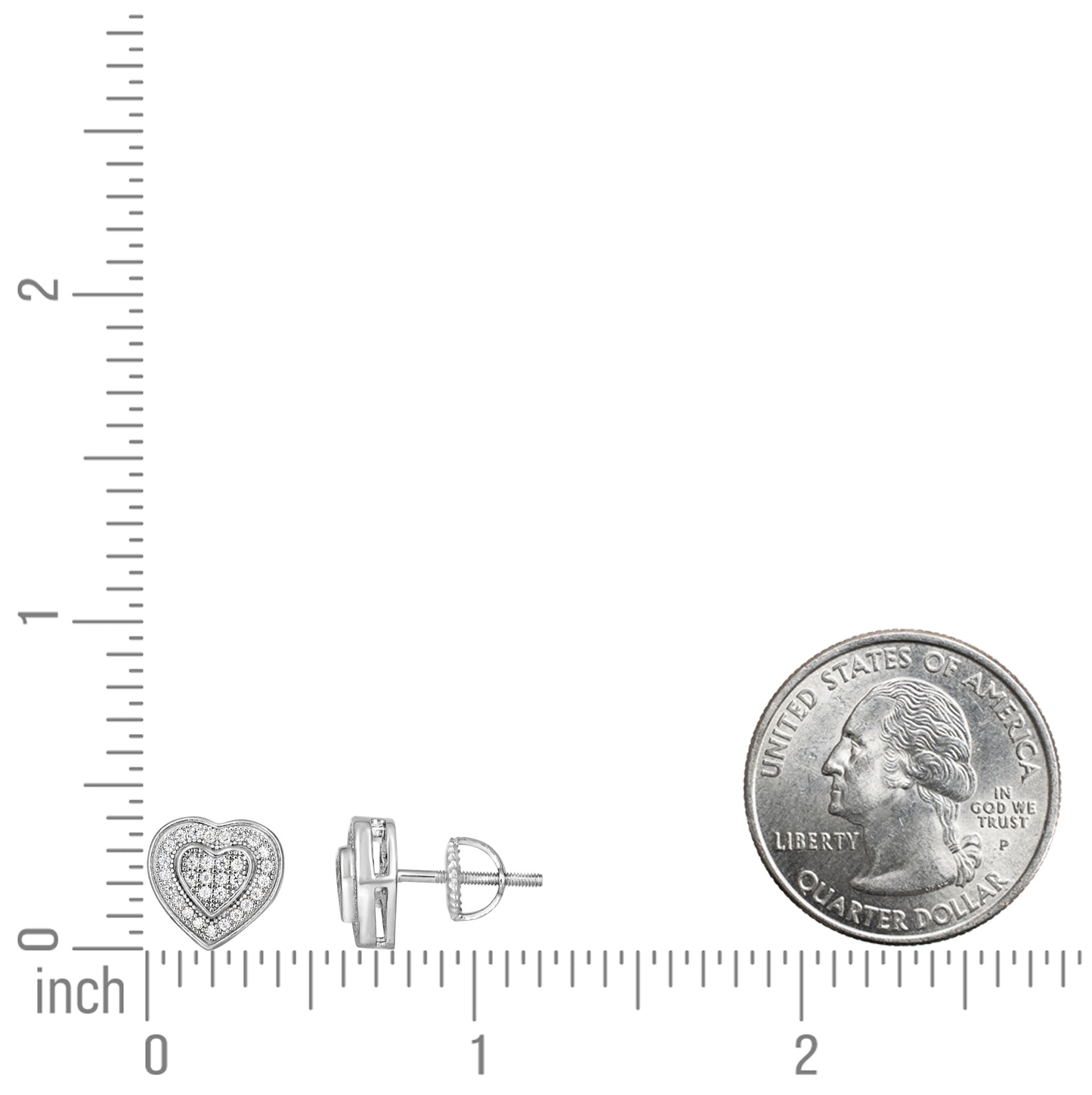 Sterling Silver Womens Moissanite Heart Stud Earrings