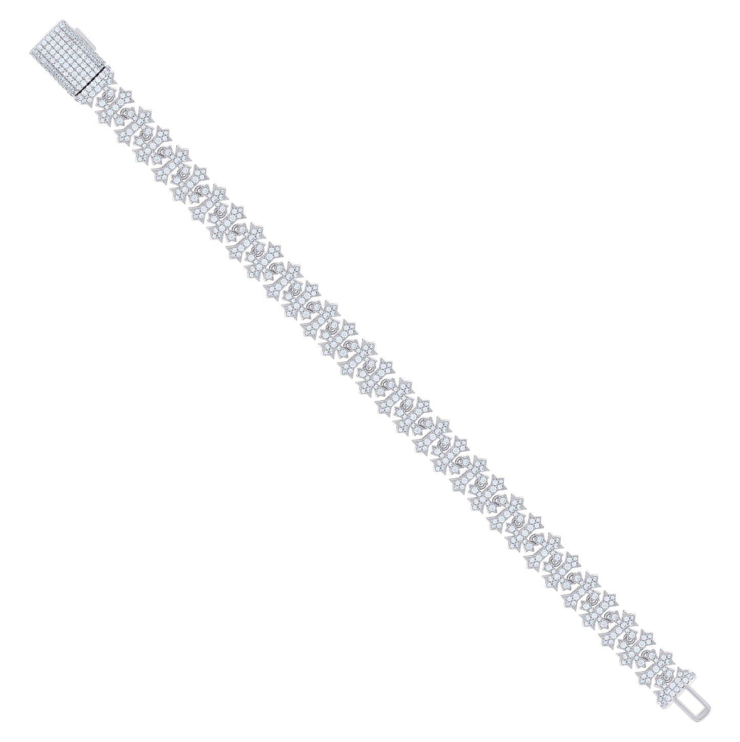 Sterling Silver Mens Cubic-Zirconia Crosses Link Fashion Bracelet 10mm