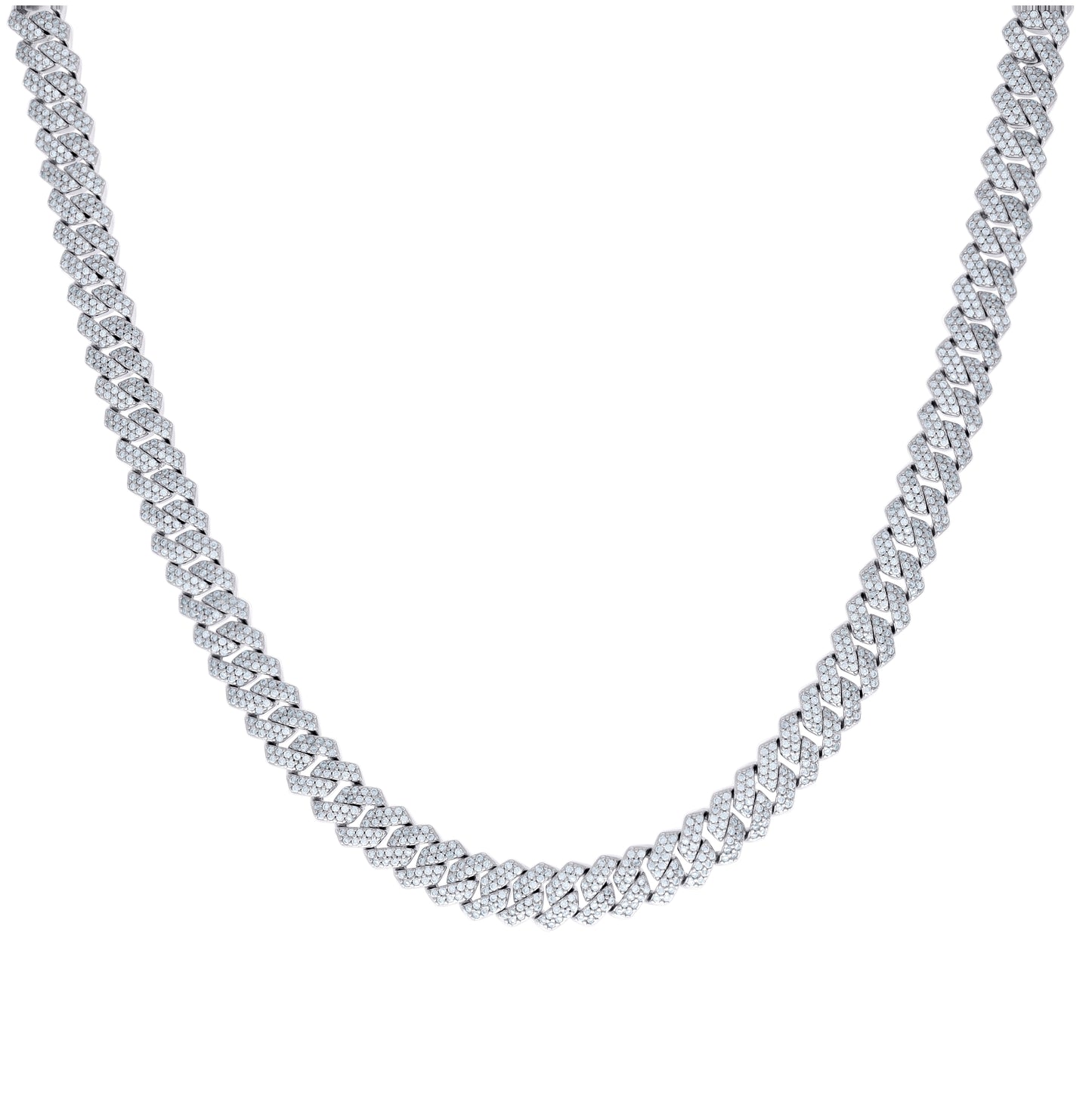 Sterling Silver Moissanite Square Cuban Chain Necklace 8mm