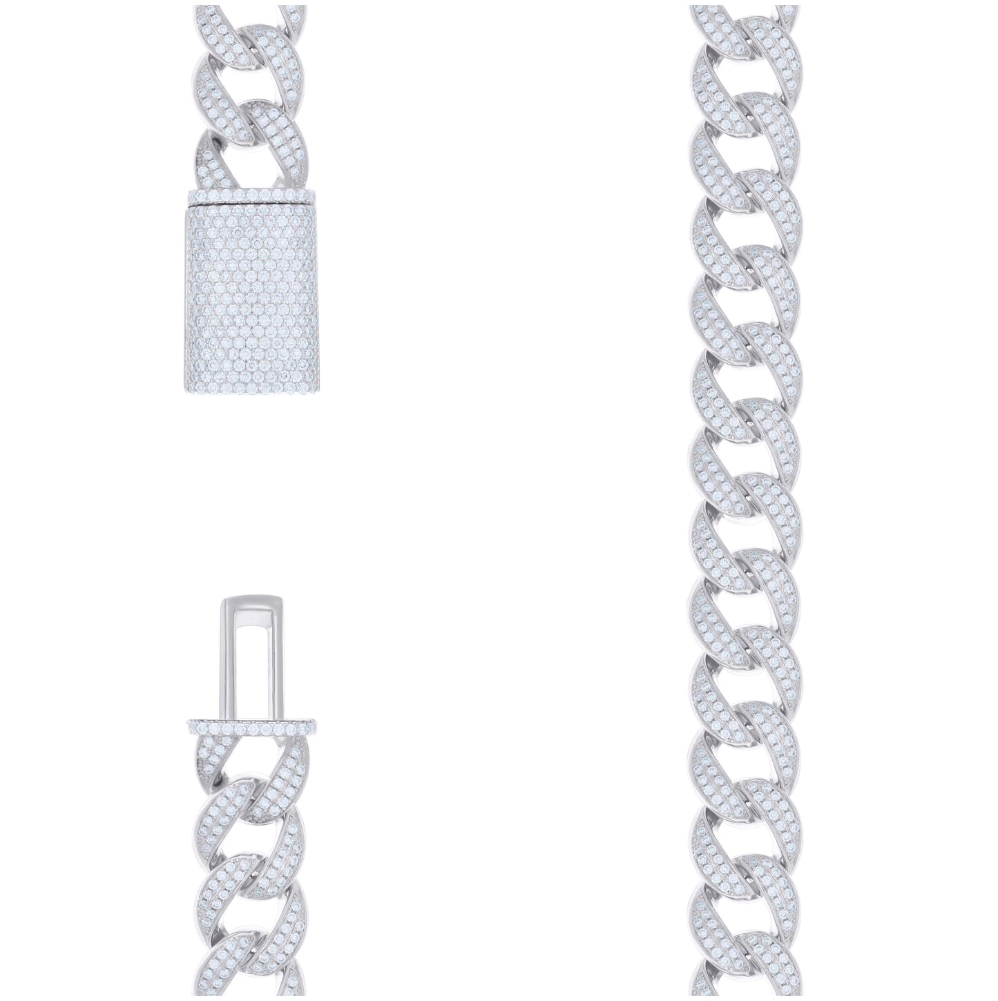 Sterling Silver Moissanite Miami Cuban Chain 14mm