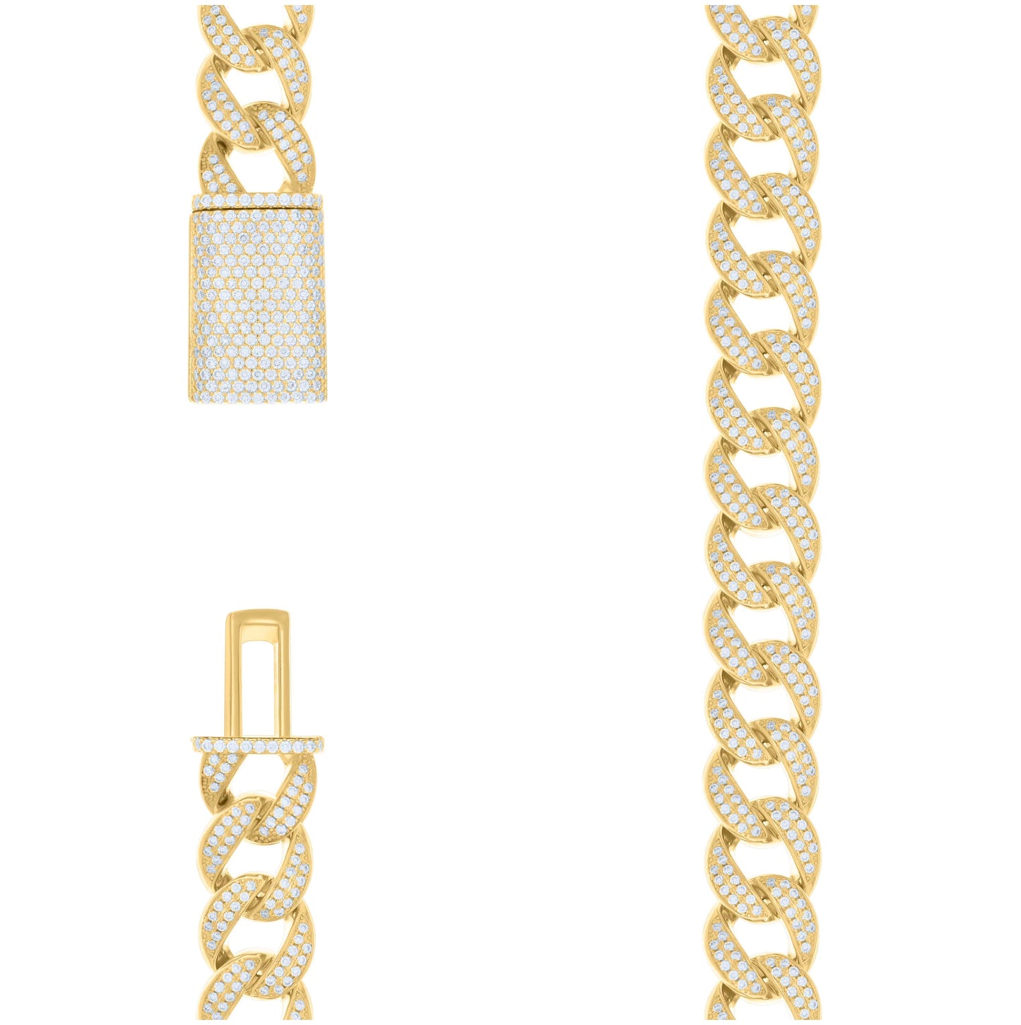 Sterling Silver Moissanite Miami Cuban Chain 14mm