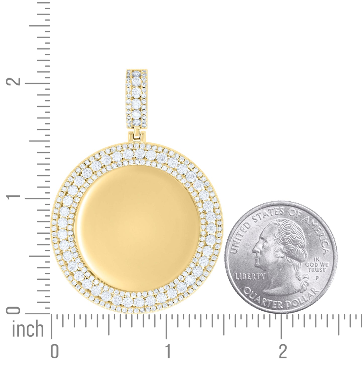 Sterling Silver Mens Cubic-Zirconia Round Memories Photo Frame Pendant