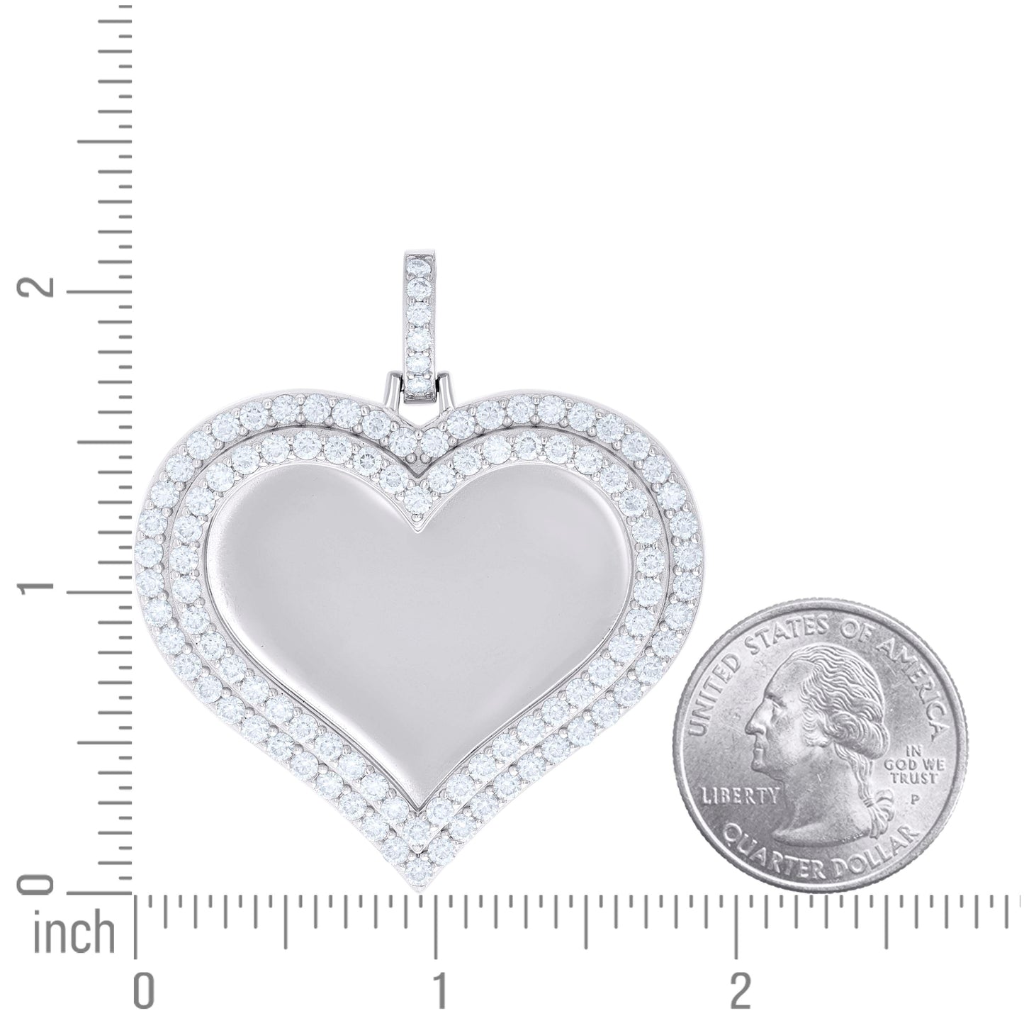 Sterling Silver Womens Round Moissanite Heart Memory Picture Frame Charm Pendant