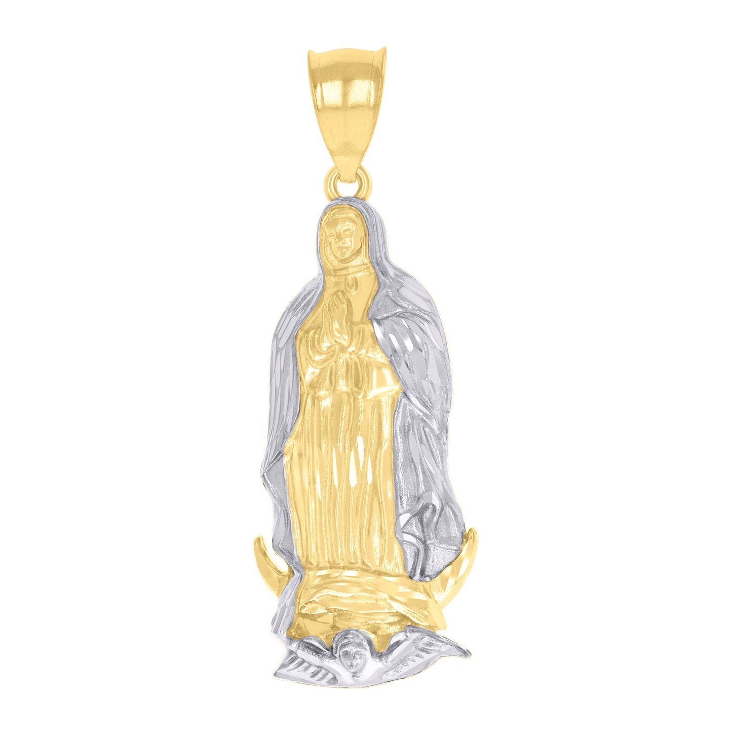 10K Two-tone Gold Mens Guadalupe Religious Charm Pendant