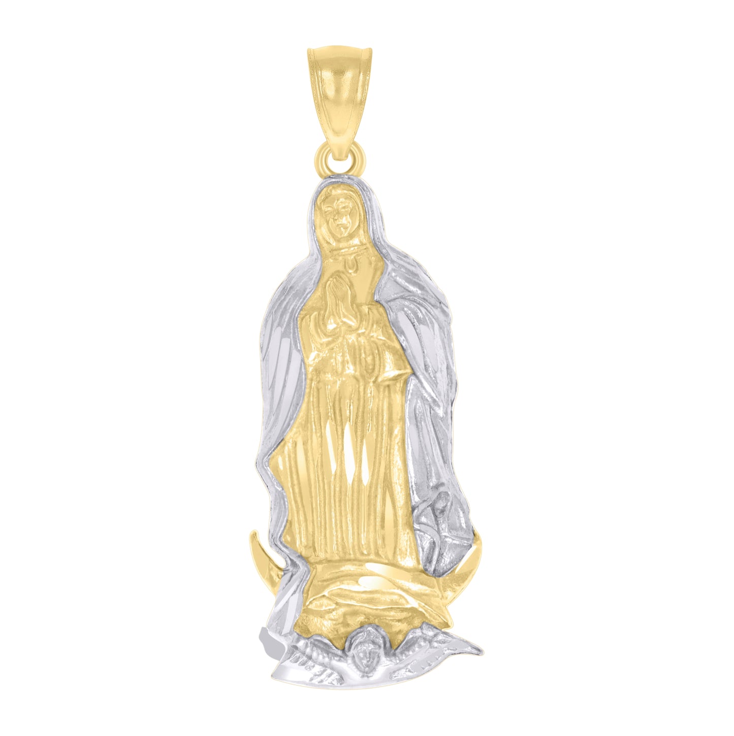 10K Two-tone Gold Mens Guadalupe Religious Charm Pendant