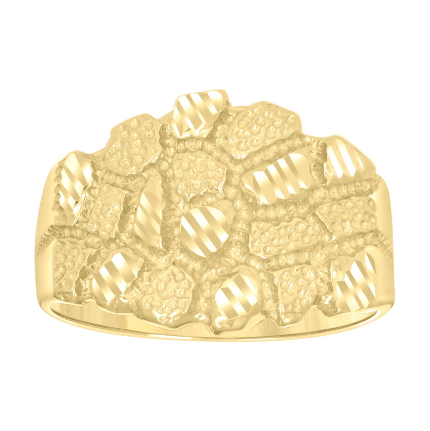 10K Yellow Gold Mens Nugget Fashion Ring