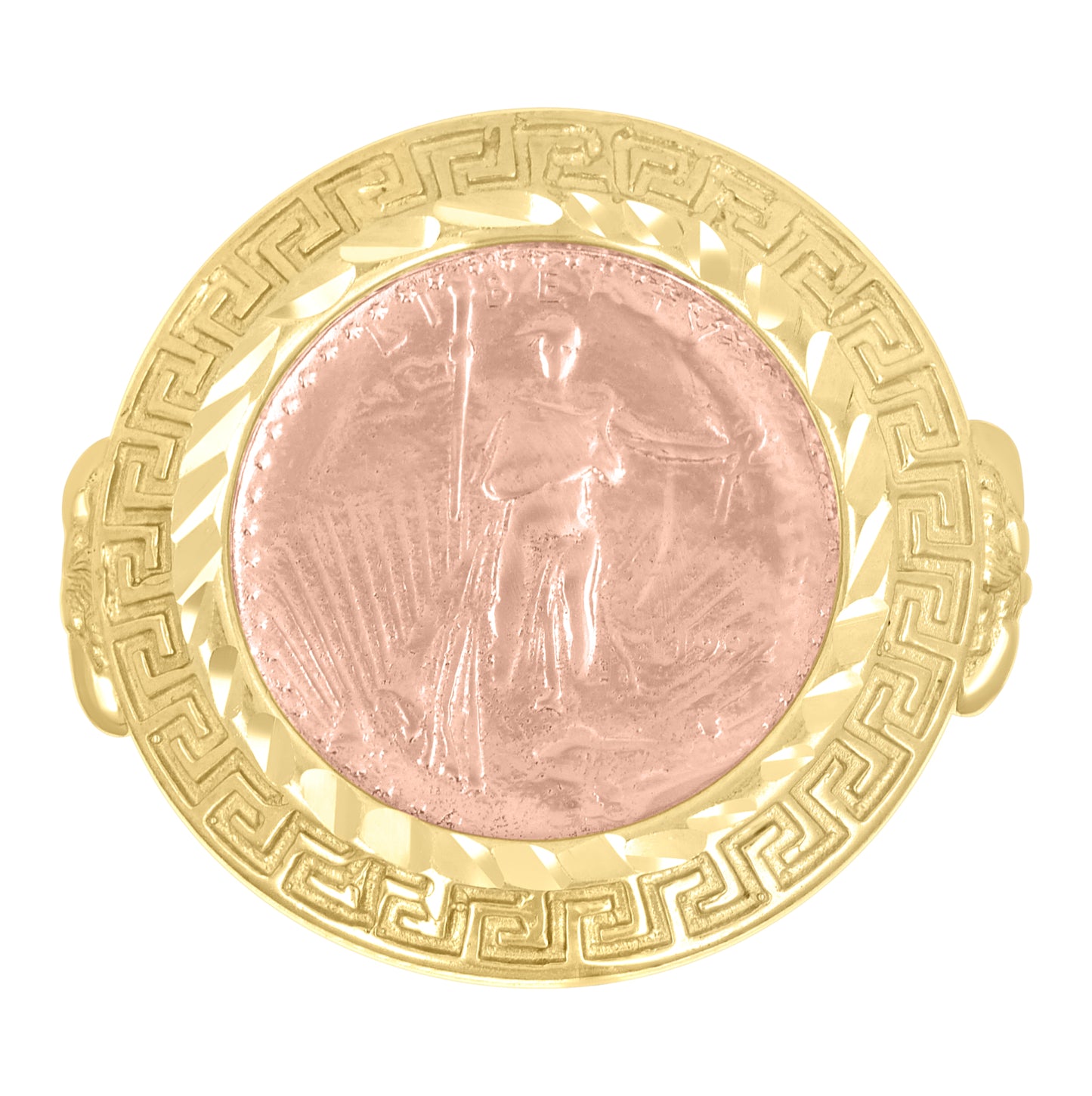 10K Two-tone Gold Mens Lady Liberty Symbol Ring