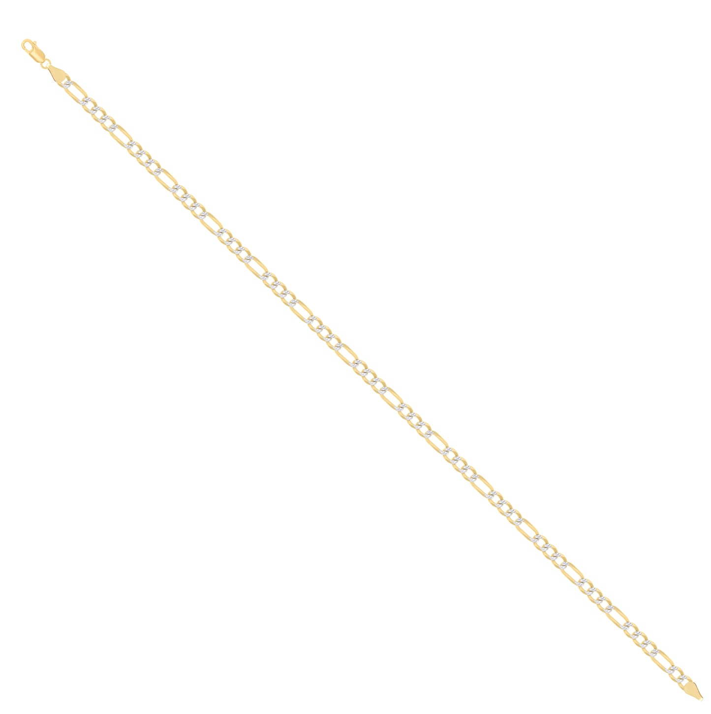 Sterling Silver Two Tone Pave Super Flat Figaro Chain