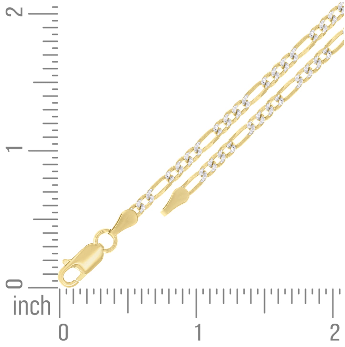 Sterling Silver Two Tone Pave Super Flat Figaro Chain