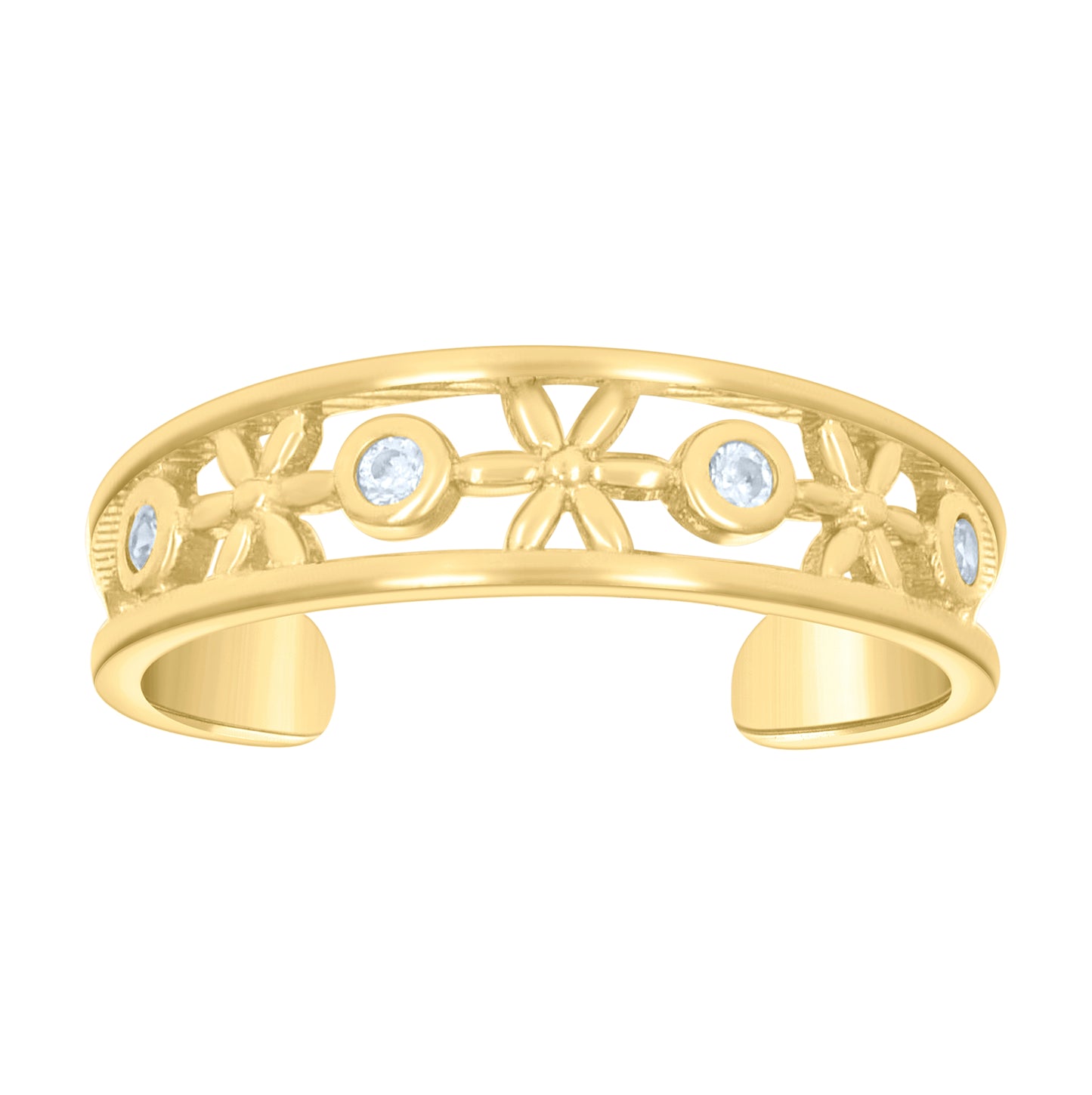 10K Yellow Gold Womens Cubic-Zirconia Floral Fashion Toe Ring